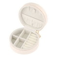 thumbnail image 3 of Unique Bargains Round Small Portable PU Leather Organizer Jewelry Box White, 3 of 7