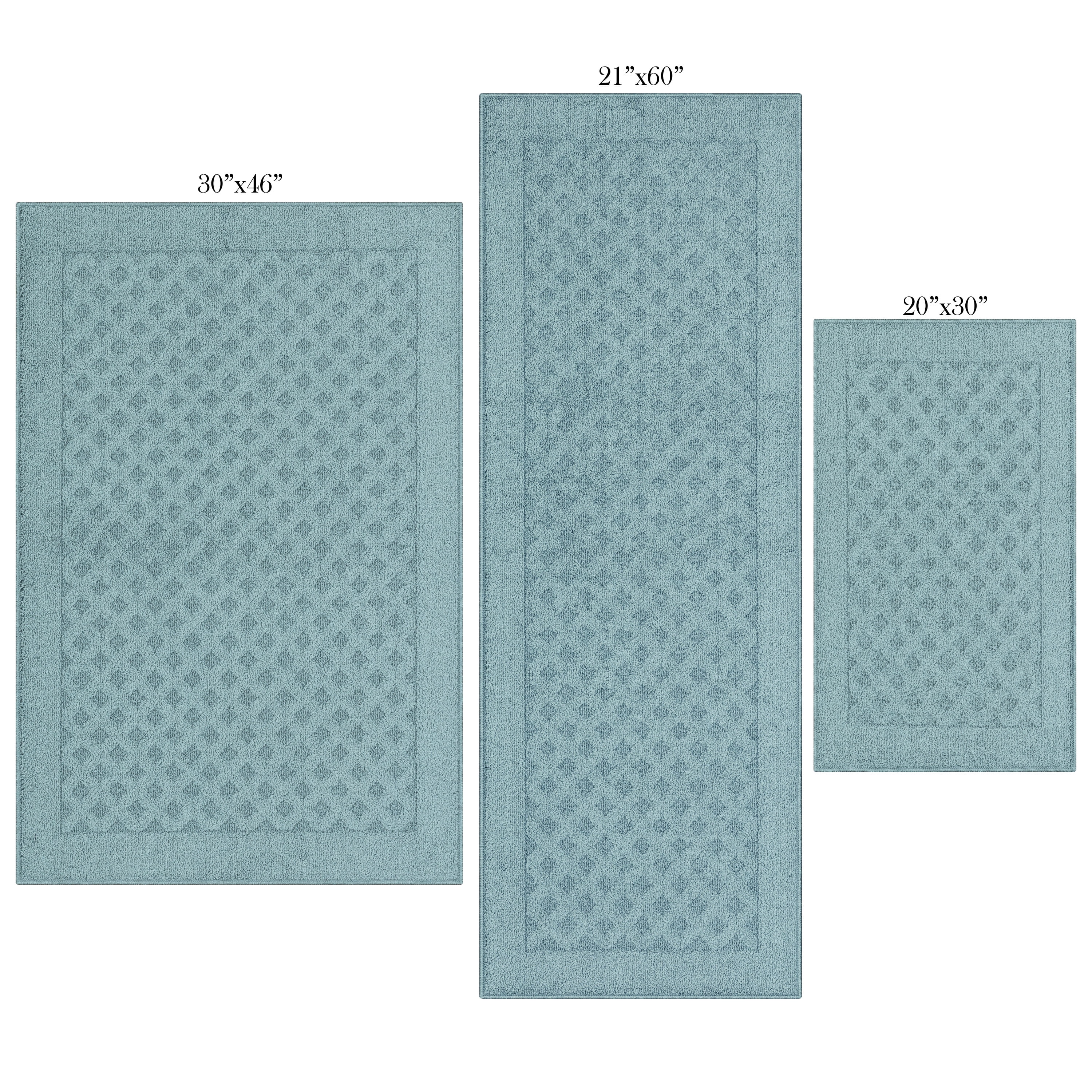 Mainstays Dylan Solid Diamond Olefin Blue Indoor Area Rug Set, 3 Piece
