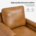 thumbnail image 3 of Tina's Home Mid-century Modern Genuine Leather Accent Armchair with Unique Arm Design, Nailhead Trim & Loose Cushion, Living Room / Bedroom Chair, Camel, Assembly Required, 3 of 8