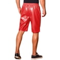 thumbnail image 3 of INSPIRE CHIC Halloween Men's Knee Length Elastic Waist Faux Leather Casual PU Shorts 30 Red, 3 of 5