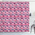 thumbnail image 1 of Ambesonne Harbour Stripe Shower Curtain, Blue Anchors, 69"Wx84"L, Dark Blue Magenta White, 1 of 3