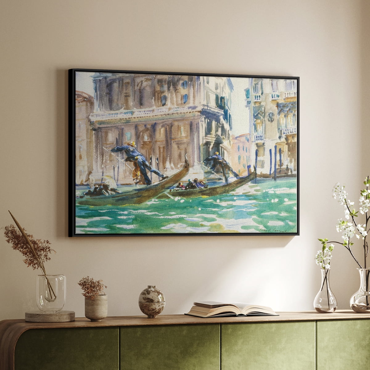 Vintage Landscape-CXLIV By Wexford Home Framed in Black Wood Gallery Wrapped Canvas 27 in. x 41 in.