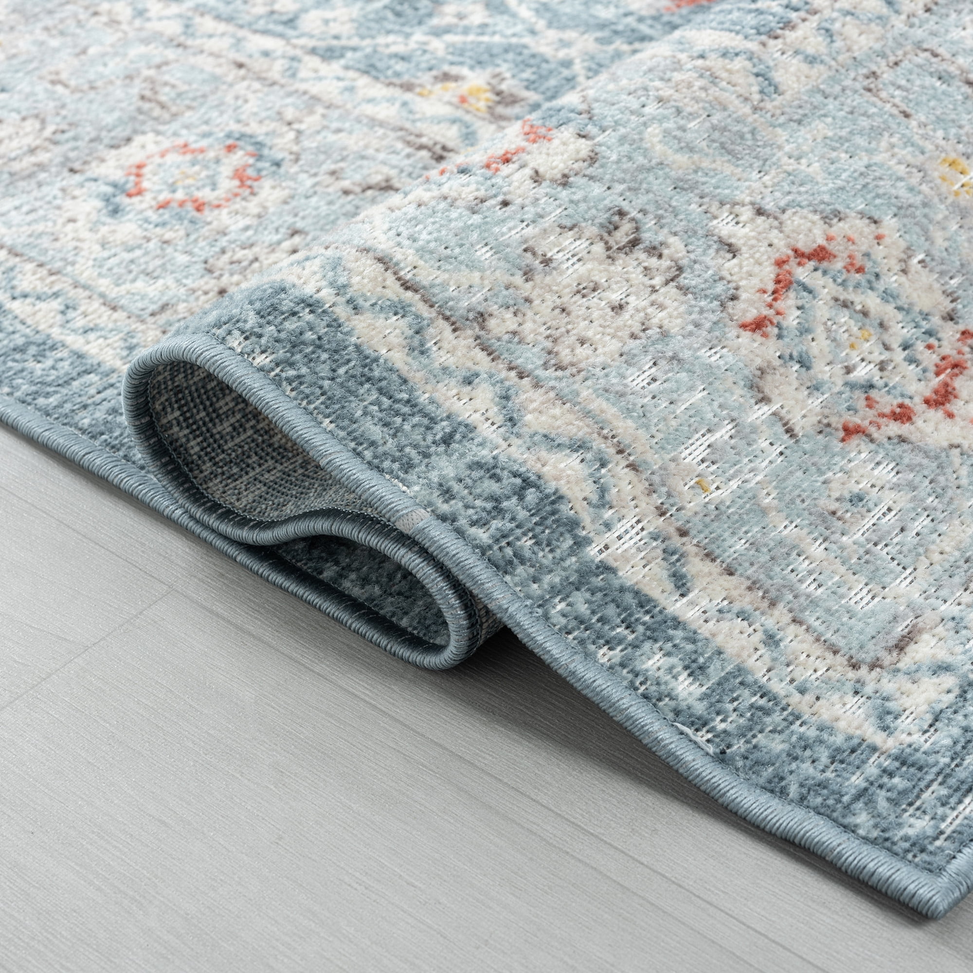 Ox Bay Blake 9' x 12' Indoor/Outdoor Area Rug, Blue/Rust Medallion, Durable and Easy Care