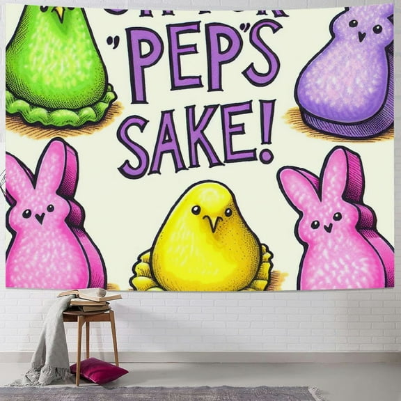 JRXY Peeps Sake Easter Tapestry - High-Quality Short Plush, Soft and Lightweight Painting