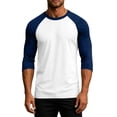 thumbnail image 2 of Fabrcox Men's 3/4 Sleeve Shirts Raglan Crew Neck Mens Baseball Shirt Color Block Lightweight Outdoor Sports Workout Shirt Men Blue XL, 2 of 5