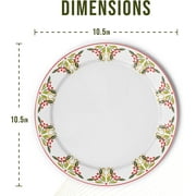 American Atelier Bargello 10-inch Holiday Plates (Set of 6) - Mistletoe & Holly Berry Ceramic Plates, Holiday Themed Dinnerware - Dishwasher & Microwave Safe Decorative Holiday Plates