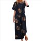 thumbnail image 1 of Conjunto de 2 Piezas de de Corta para Mujer, Cuello Redondo, Pantalones de Pierna , Talla Grande, para Verano Flores Azul Marino L, 1 of 4