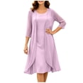 thumbnail image 2 of Wovilon Women's 2-Piece Chiffon Midi Dress Set with Open Front Cardigan and Sleeveless Round Neck Tank Dress, Elegant Layered Outfit for Vacation and Daily Wear, 2 of 9