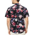 thumbnail image 2 of Men’s Cotton Short Sleeve Casual Button Down Floral Pattern Dress Shirt (#4 Black/Red, M), 2 of 3
