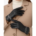 thumbnail image 2 of Sheepskin Leather Gloves for Women Windproof Warm Outdoor Driving Esphine Winter Gloves Black (L), 2 of 6
