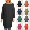 thumbnail image 4 of Vestido de manga larga para mujer con bolsillos laterales Vestido de pana suelto vintage Abanopi Verde/XX-grande, 4 of 7
