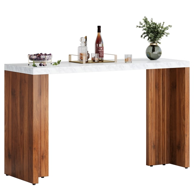 Fnova 55 Inch Counter Height Bar Table with 350 lbs Load, Tall Bar Table for Living Room, Kitchen, Home Bar, Small Space
