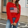 thumbnail image 3 of BZGTZT Womens American Flag Sweater Long Sleeve Crew Neck Knitted Casual Pullover Sweater, 3 of 4