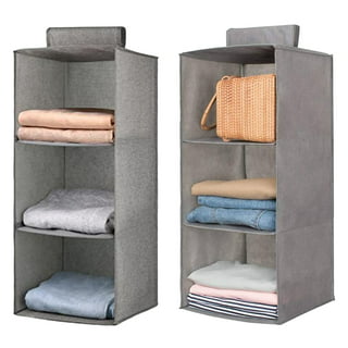 MAX Houser 4-Shelf Hanging Closet Organizer, Space Saver, Cloth Hanging  Shelves with 2 Side Pockets, Foldable (Beige)