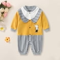 thumbnail image 4 of Atogsazn Baby Boys Girls Romper Clearance College Style Fall Gentleman Style Romper British Indoor And Outdoor Jumpsuit 0-3 Months Yellow, 4 of 7