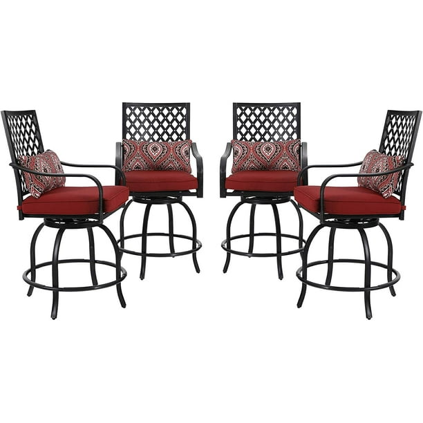 PHI VILLA Patio Swivel Bar Stools Set of 2 Outdoor Bar Height Bistro
