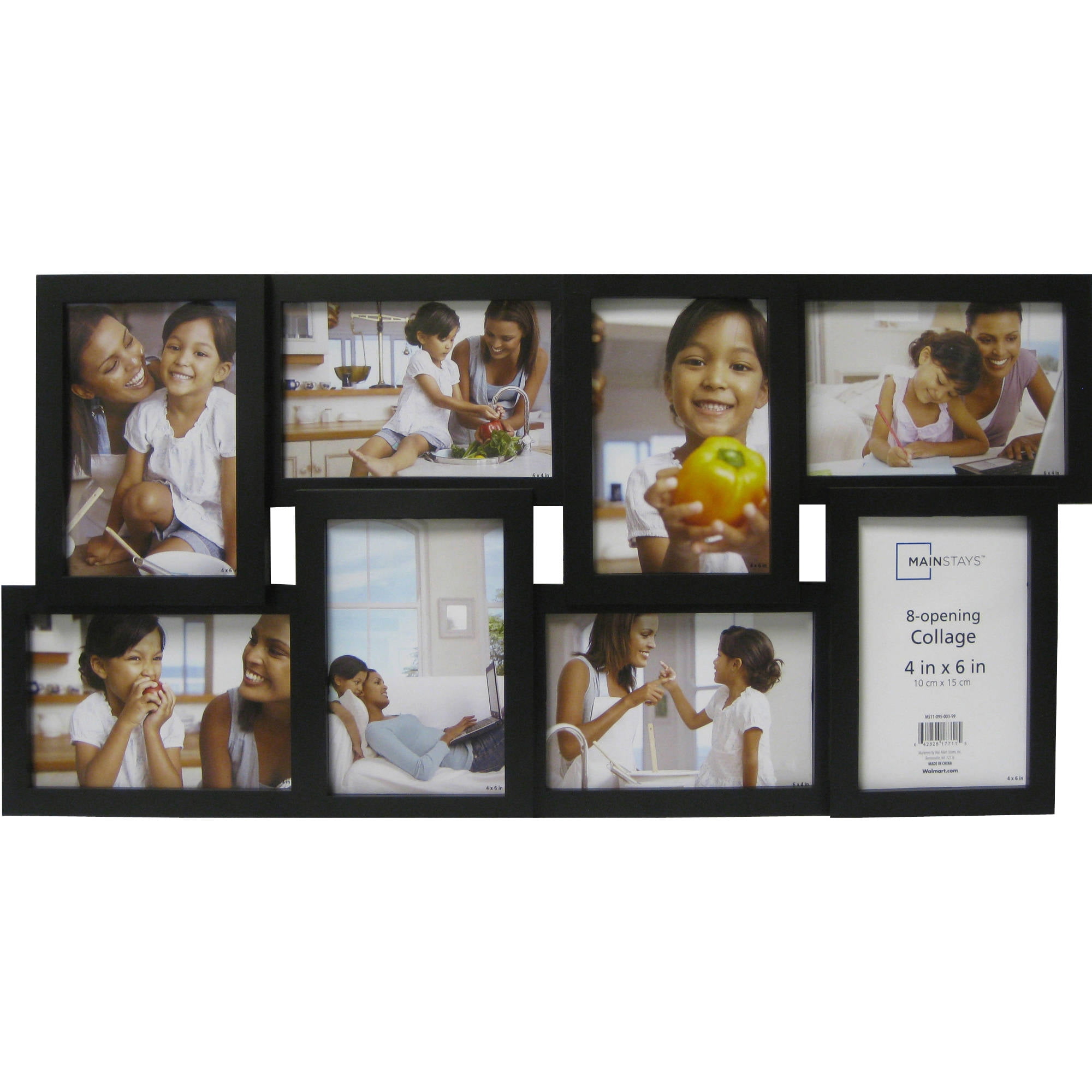 Details About Mainstays 8 Opening Black Collage Frame Home Family Photo Gallery Wall Decor
