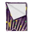 thumbnail image 2 of New Orleans Soft Flannel Fleece Throw Blanket, Freehand Drawing of Mardi Gras Themed Cartoon with Colorful Dots and Stripes, Cozy Plush for Indoor and Outdoor Use, 50" x 60", Multicolor, by Ambesonne, 2 of 5