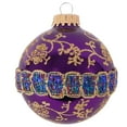 thumbnail image 2 of Glass Christmas Tree Ornaments - 67mm/2.63" [4 Pieces] Decorated Balls from Christmas by Krebs Seamless Hanging Holiday Decor (Shiny and Velvet Purple with Glitter & Braid), 2 of 5