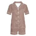 thumbnail image 4 of Yuyuzo Pajama Sets for Women 2 Piece Short Sleeve Button down Shirts Lounge Sets Color Block Soft Pj Sets, 4 of 5