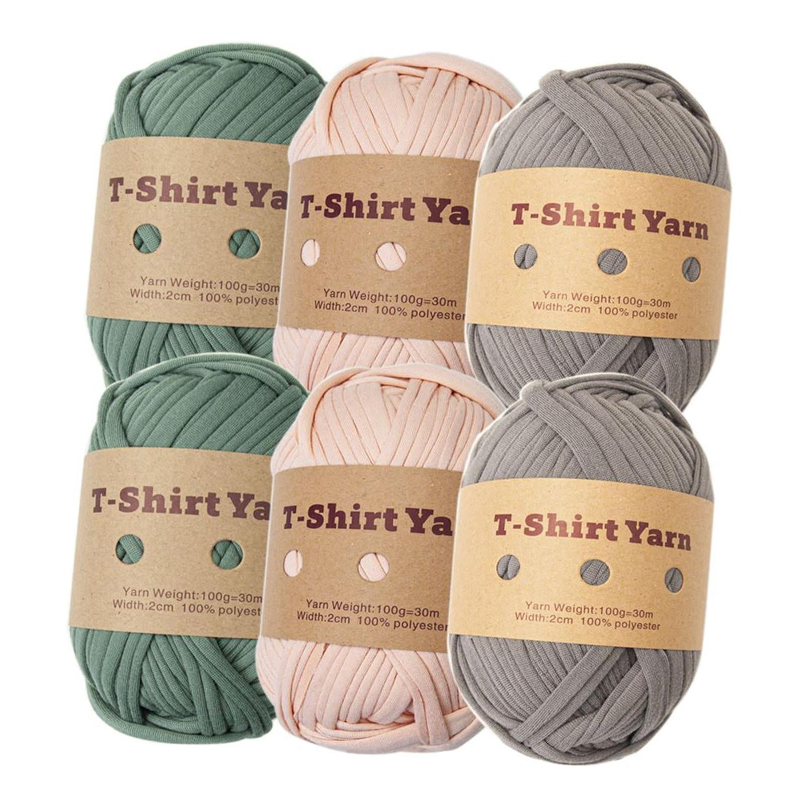 6x T Shirt Yarn Bag Making Supplies Easy to Wash Hand Knitting Knitting Yarn Weaving Thread Yarn for Baskets Pillow Rug Making Hats Sweaters Style C