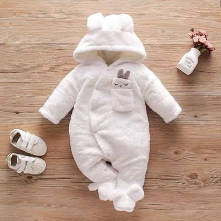 

Easter Girls Romper Jumpsuit- Infant Boys Girls Long Sleeve Winter Fleece Rabbit Hooded Newborn Jumpsuit Romper