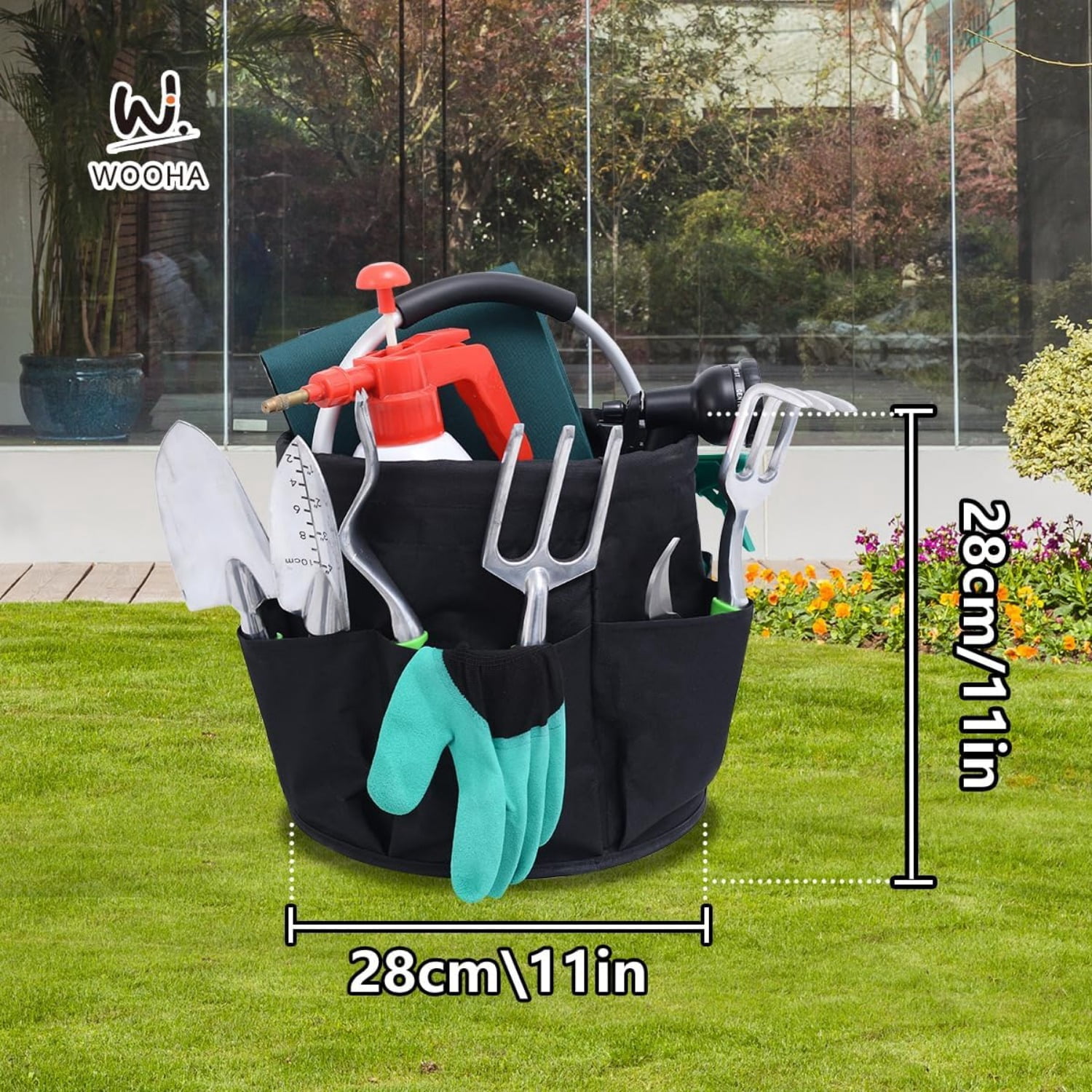 Tool Organizers Bag 34L Collapsible Tool Bag Laundry Organizer Outdoor Camping Garden Harvest Basket Home Bathroom Storage Bath Wash Bag（Black+Grey）