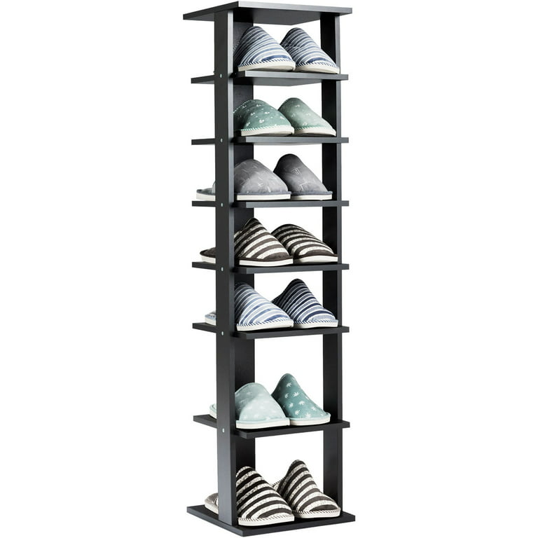 Costway Wooden Shoes Storage Stand 7 Tiers Shoe Rack Organizer Multi-shoe  Rack Shoebox Black