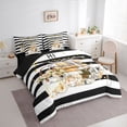 thumbnail image 2 of Homewish Watercolor Perfume High Heels 7-Piece King Bedding,Classic Books Handbag King Bed in a Bag,Cream,Black Reversible, 2 of 8