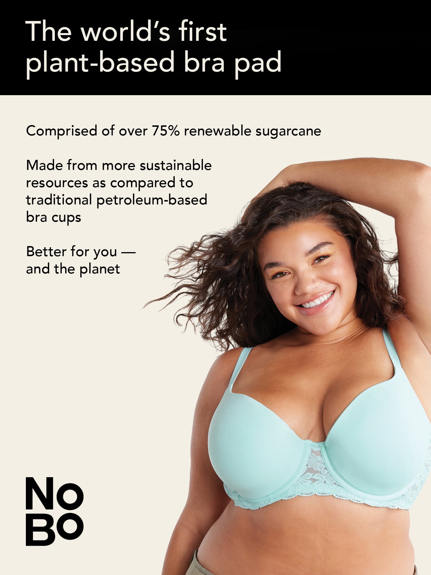 No Boundaries Women's Demi Underwire T-Shirt Bra with Sugarcup, Sizes 34A-40DD