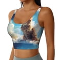 thumbnail image 2 of Balery Blue Sky Winged Cat Sujetadores deportivos con espalda cruzada para mujer, acolchados, sin costuras, de alto impacto, ideales para yoga, gimnasio, entrenamiento y fitness.-, 2 of 8