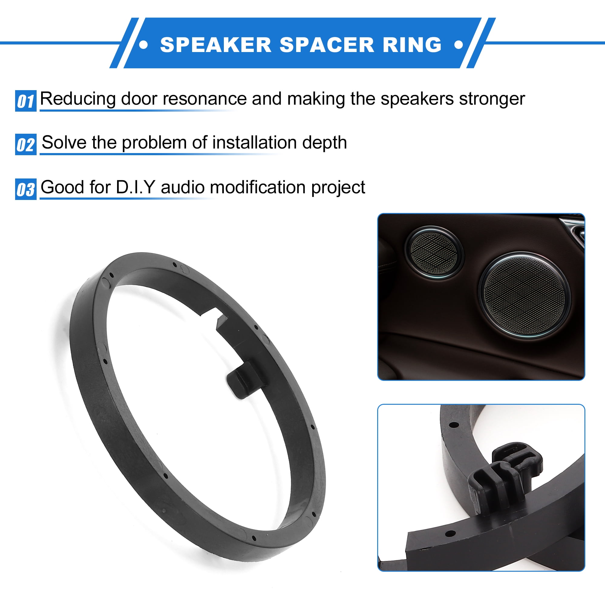Unique Bargains Speaker Spacer Ring Adapter for Mitsubishi Lancer 2008-2017 ABS Black