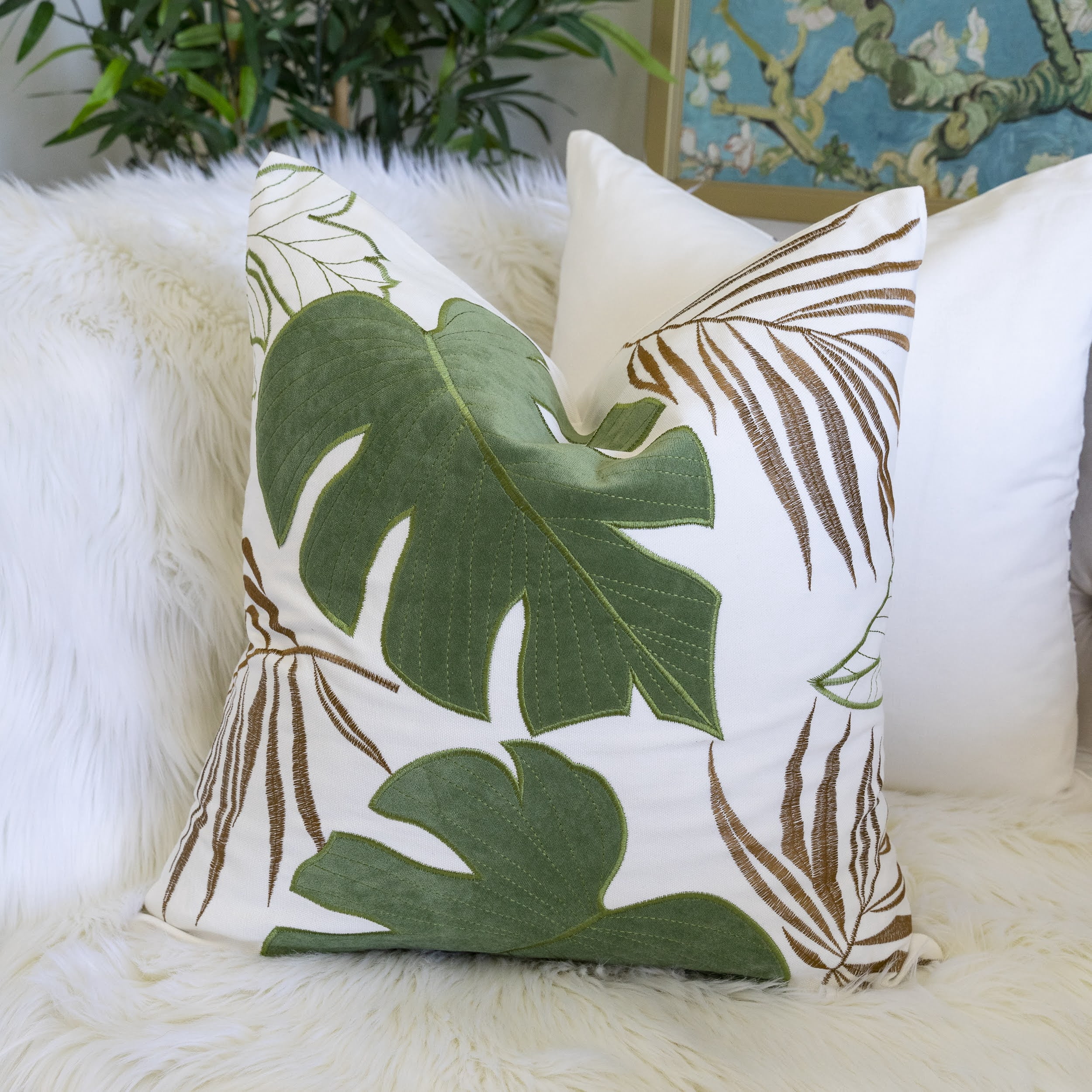 Keilani Green Graphic Polyester 20 in. x 20 in. Throw Pillow