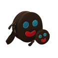 thumbnail image 3 of SET de 2 Piezas: BOLSA y MONEDERO en forma de PALETA PAYASO, Redondo, Color Negro con Diseño de Carita Feliz, Bandolera, Detalles Brillantes en Turquesa y Rojo, Moda Kawaii., 3 of 5