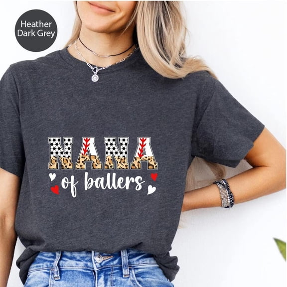 Nana of Ballers Leopard Heart T-Shirt: Baseball Softball Grandma Tee TSHIRT All Size S-5XL
