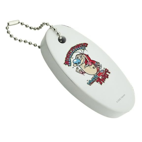 Ren and Stimpy Adulting What's That? Floating Keychain Oval Foam Fishing Boat Buoy Key Float