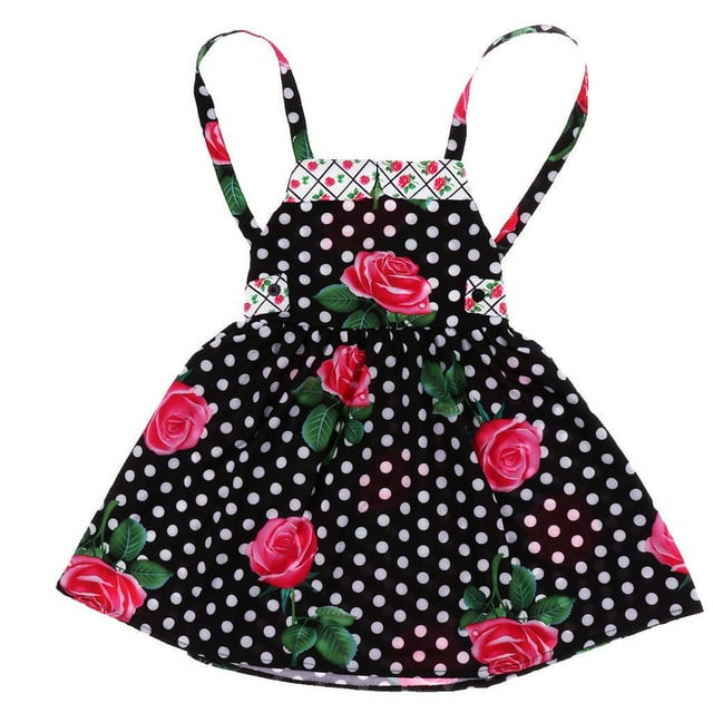 Vestido con volantes para bebé niña, talla 4T, color negro