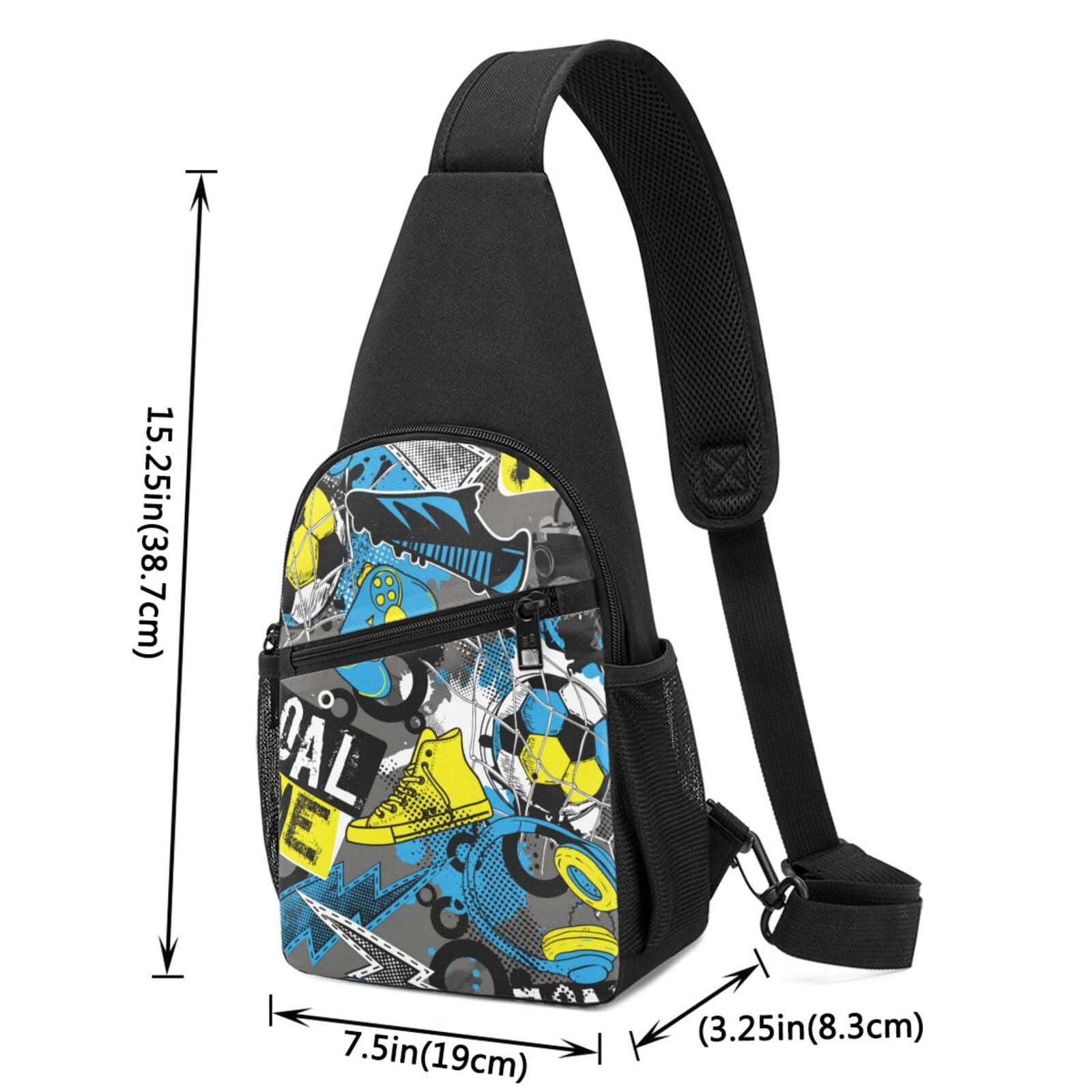 Xecao's Goal Time Print Sling Bag: A Versatile Chest, Shoulder, and Crossbody Backpack for Casual Days Out, Perfect for Both Men and Women