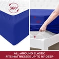 thumbnail image 5 of Mellanni 4-Piece Iconic Queen Bedsheet Set - Microfiber, 16" Deep Pocket, Cooling, Wrinkle, Fade, Stain Resistant, Quatrefoil Navy Blue, 5 of 7