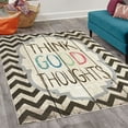 thumbnail image 2 of Saying Decorative Rug, Think Thoughts Message with Rainbow Colored Letters on Chevron Zigzag Lines, Quality Carpet for Bedroom Dorm and Living Room, 6 Sizes, Taupe Cream, by Ambesonne, 2 of 4