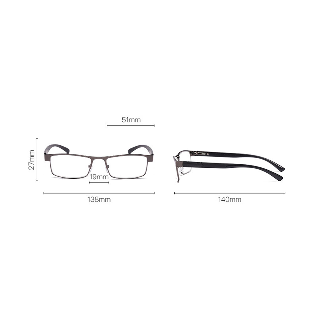 3 Pairs of Mens Rimmed Blue Light Blocking Reading Glasses +3.5, Metal Black Spring Hinges Classic Readers 3.5