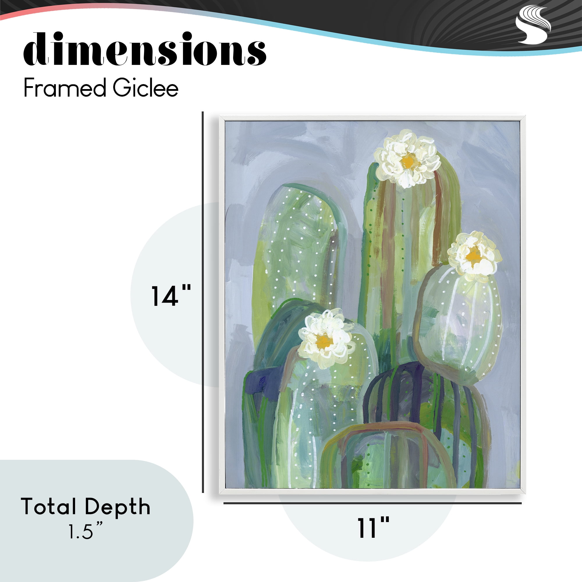 Desert Day Dream Cactus White Framed Giclee Art, design by Ashley Davis