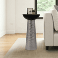 thumbnail image 4 of Tall Modern Accent Table with Silver Hammered Metal Base and Black Bowl Top – Sculptural Round Side Table for Living Room, Bedroom, or Entryway, 4 of 7
