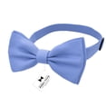 thumbnail image 2 of Men's Sky Blue Bow Tie with Handkerchief & Cufflinks Pre-Tied Style Formal Satin Classic Bowtie for Tuxedo Faux Silk, by Adam Young (Large, Light Blue), 2 of 5