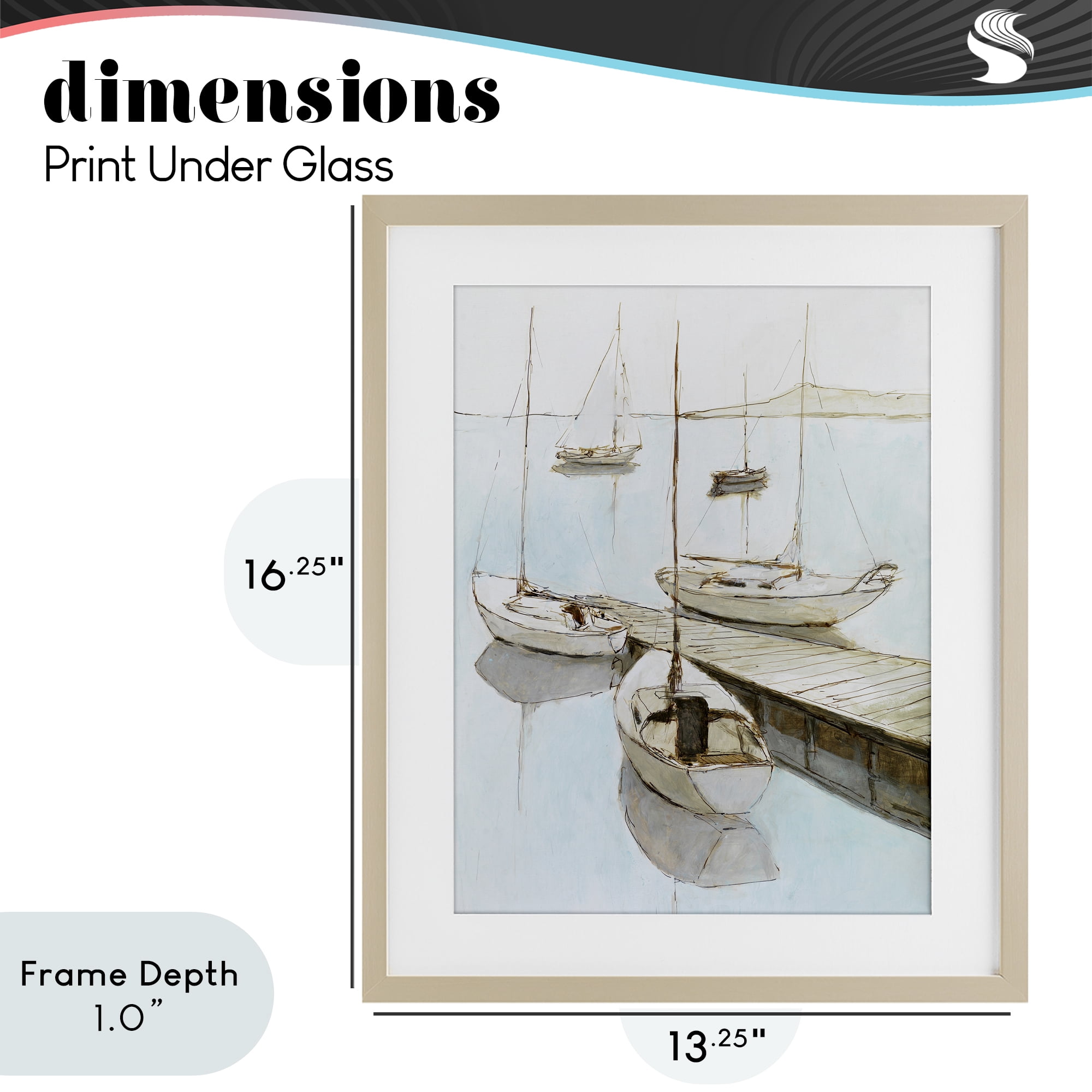 Stupell Industries Docked Sails Coastal Scene Birch Framed Print Under Glass, design by Lorenzo Collective