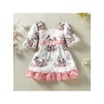 thumbnail image 2 of aturustex Toddler Baby Girl Easter Princess Dress 9M 12M 18M 24M 3T 4T Short Sleeve Square Neck Bunny Print Ruffle Bownet Belt Party Dresses, 2 of 9