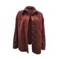 thumbnail image 3 of Womens Corduroy Casual Button Down Shirts Long Sleeve Boyfriend Oversized Collared Shacket Jacket Blouses Tops, 3 of 6