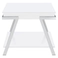 thumbnail image 3 of Pemberly Row Contemporary Wood End Table with Shelving White and Chrome, 3 of 8