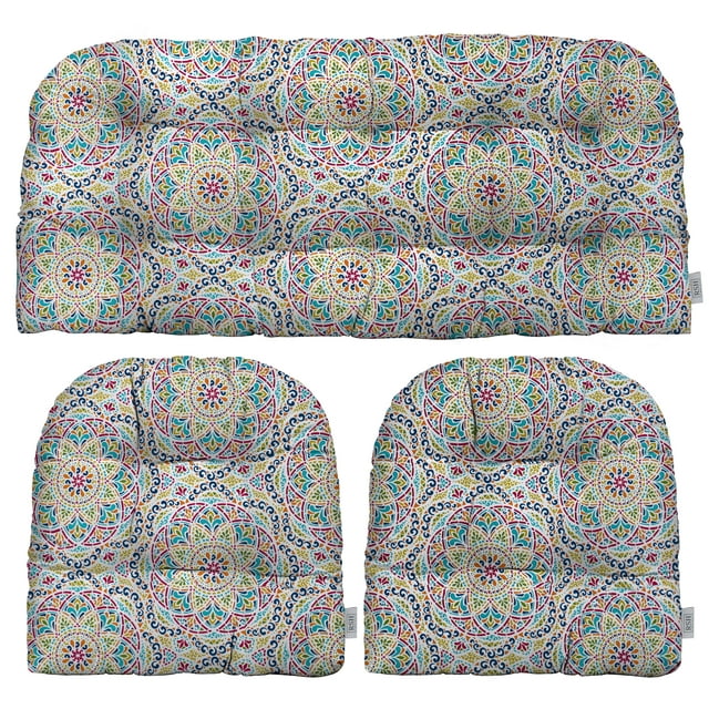RSH Décor Indoor Outdoor 3 Piece Tufted Wicker Cushion Set, Standard ...