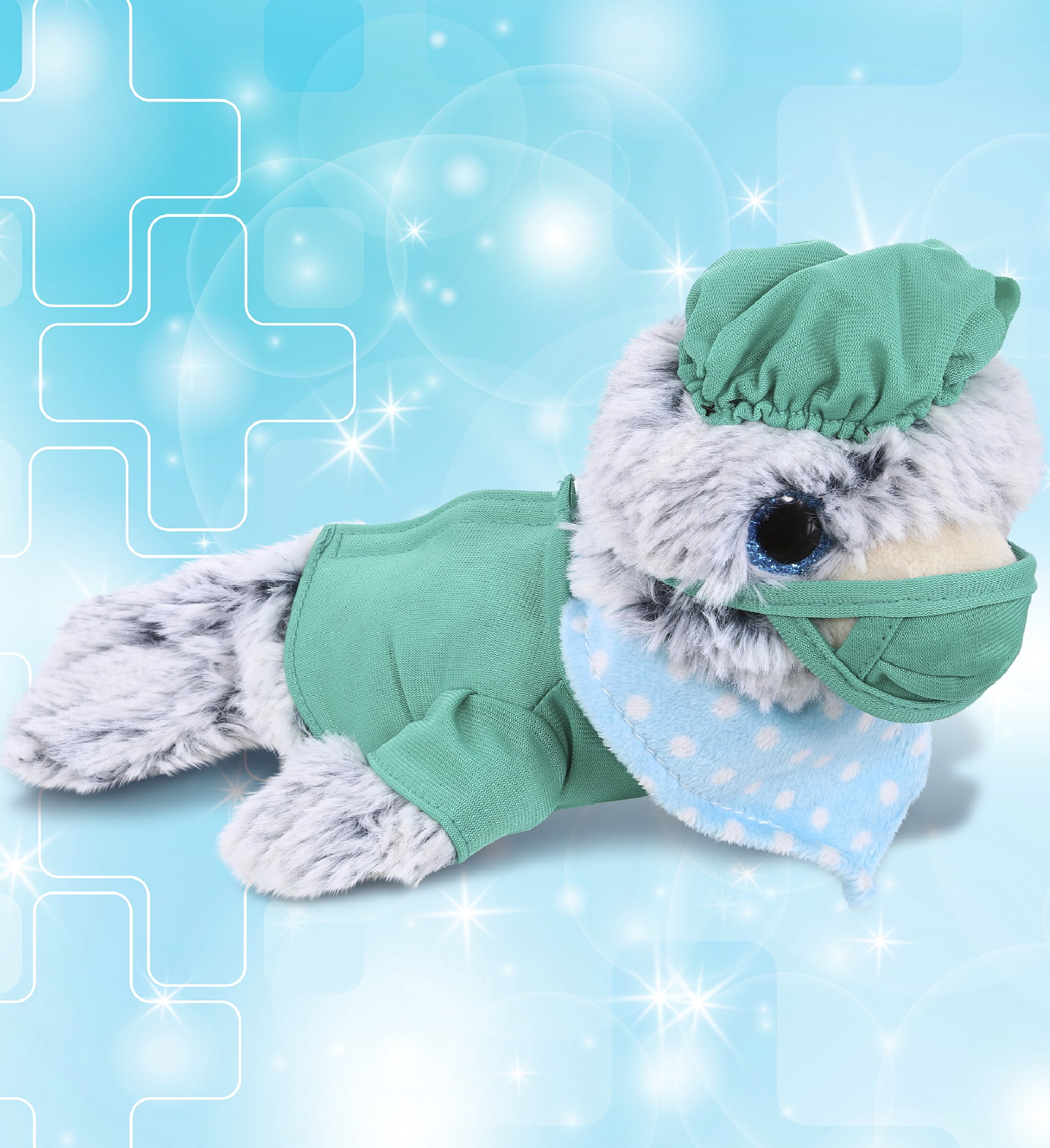 DolliBu Sea Lion Doctor Plush Toy - Super Soft Sea Lion Doctor Stuffed Animal Dress Up with Cute Scrub Uniform & Cap Outfit  - Fluffy Doctor Toy Plush Gift - 8 Inches